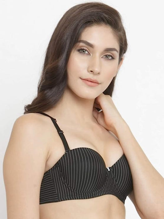 Voler Haut Women Vertical Stripes Bra Black