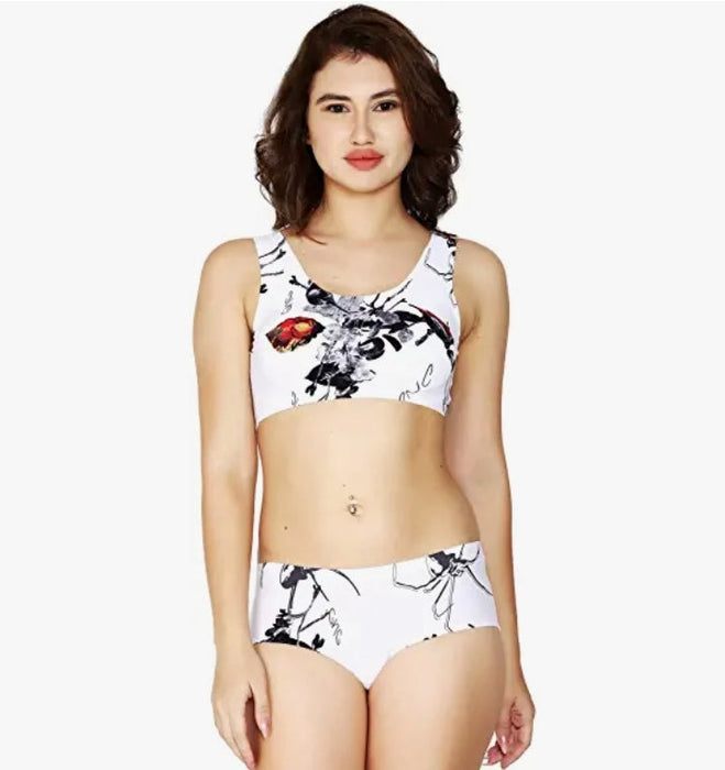 Voler Haut Sports Wear Lingerie Set White Flower