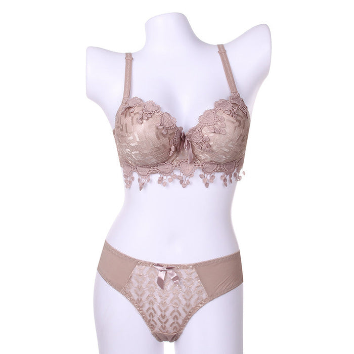 Voler Haut Heart Shape Bridal Set of Bra and Panty Set Plum Coffee