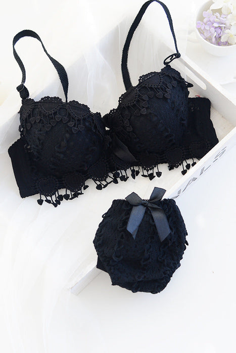 Voler Haut Heart Shape Bridal Set of Bra and Panty Set Blackcurrant