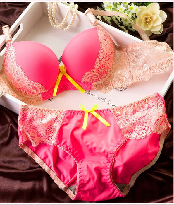 Voler Haut Women Bridal Lingerie Set of Lace Bra and Panty Set