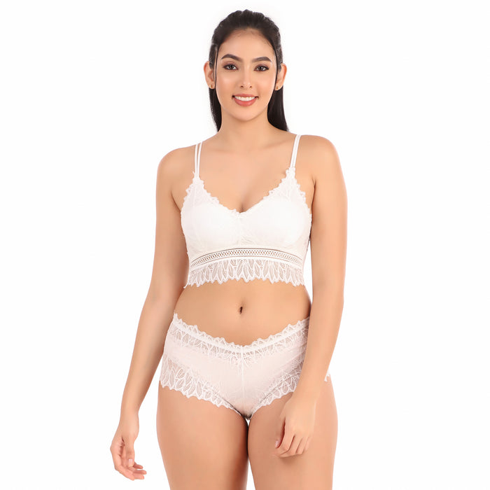 Voler Haut Milky White Floral Lingerie Set
