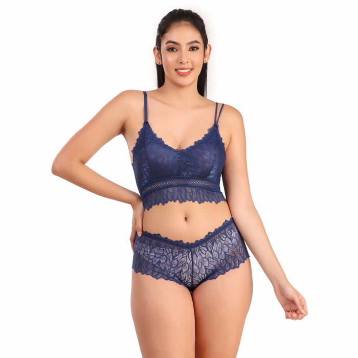 Voler Haut Royal Blue Floral Lingerie Set