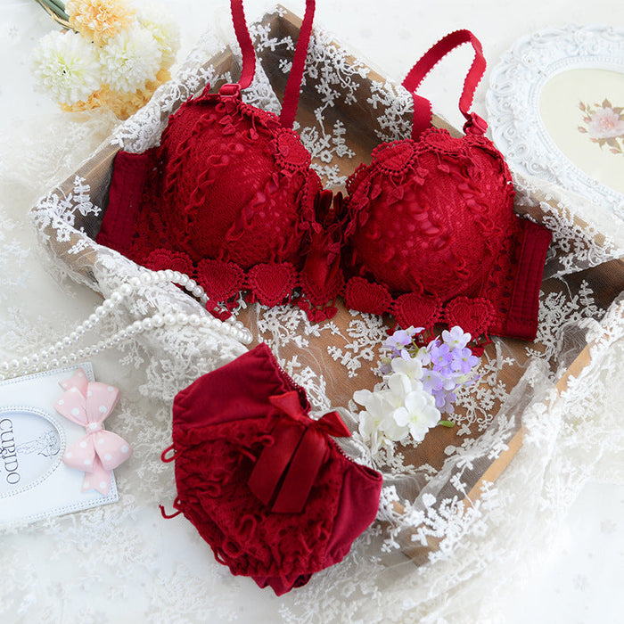 Voler Haut Heart Shape Bridal Set of Bra and Panty Set Strawberry Red