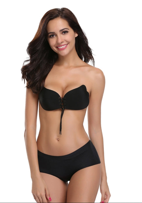 Voler Haut Women Invisible Seamless Strapless Stick On Bra and Panty Set