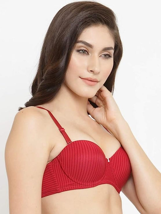 Voler Haut Women Vertical Stripes Bra Red