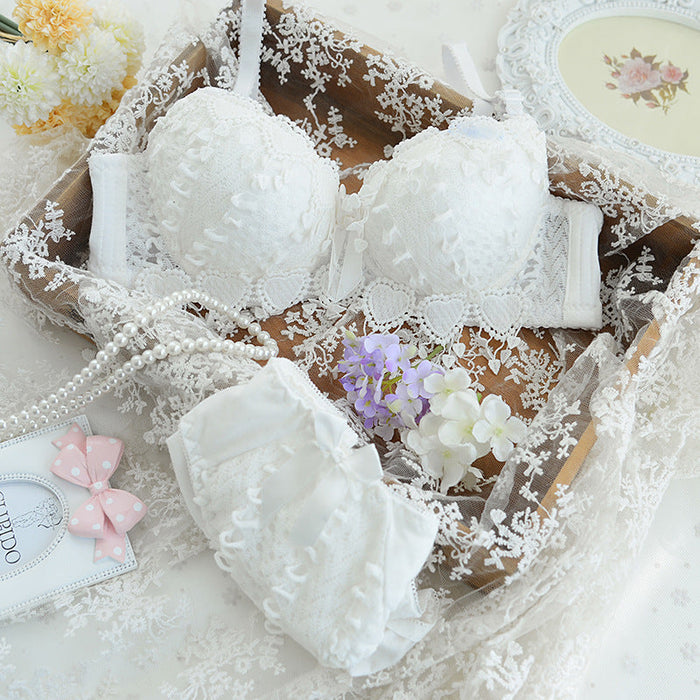 Voler Haut Heart Shape Bridal Set of Bra and Panty Set Lychee White