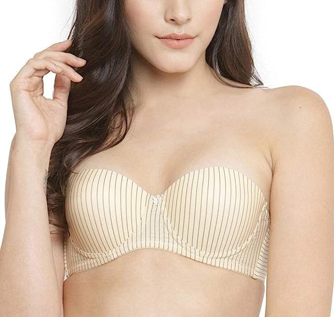 Voler Haut Women Vertical Stripes Bra Beige