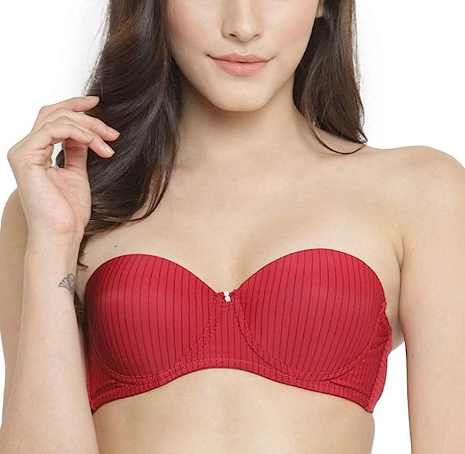 Voler Haut Women Vertical Stripes Bra Red