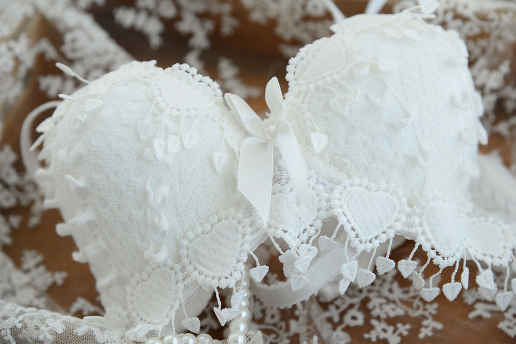 Voler Haut Heart Shape Bridal Set of Bra and Panty Set Lychee White