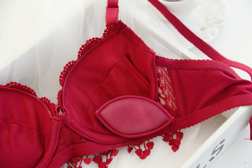 Voler Haut Heart Shape Bridal Set of Bra and Panty Set Strawberry Red