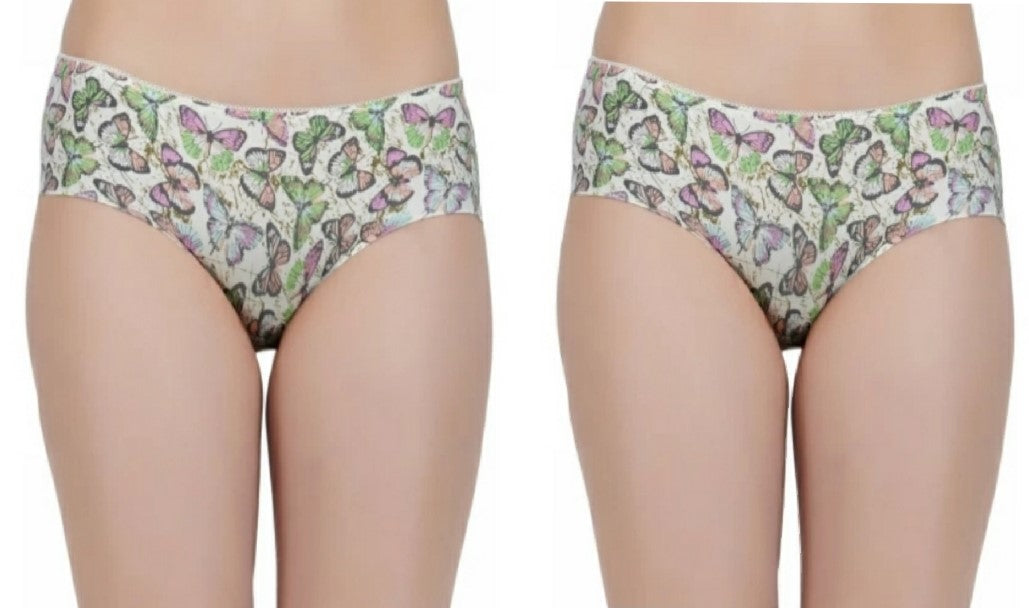 Voler Haut Butterfly Print Panties - Seamless, Soft and Stretchable Fabric (Combo Pack of 2)