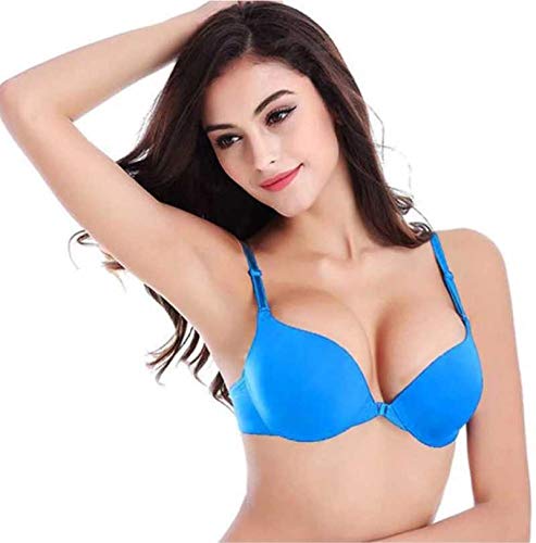 Voler Haut Women Bra with Front Open Turquoise Blue