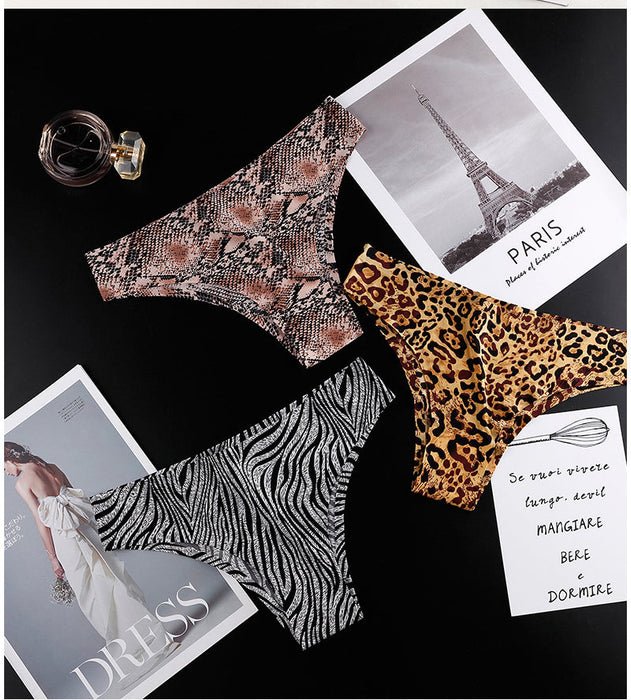 Voler Haut Women Animal Print Thong Type Seamless Panties Pack of 3